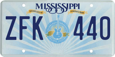 MS license plate ZFK440