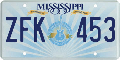 MS license plate ZFK453