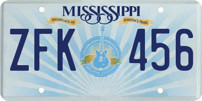 MS license plate ZFK456