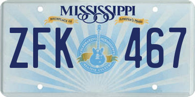 MS license plate ZFK467