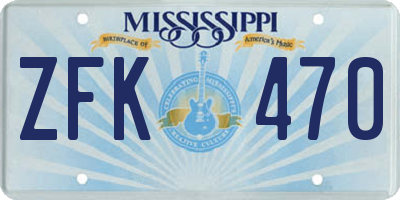 MS license plate ZFK470