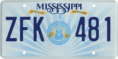 MS license plate ZFK481