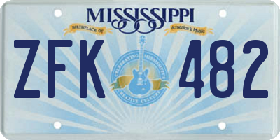 MS license plate ZFK482