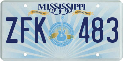 MS license plate ZFK483