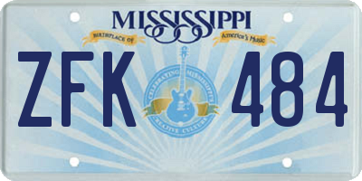MS license plate ZFK484