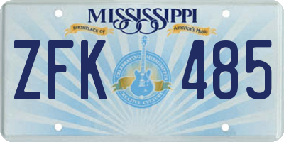 MS license plate ZFK485