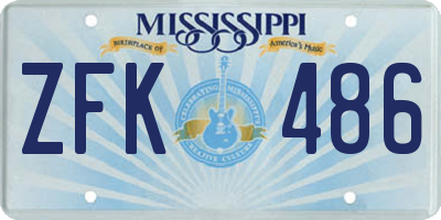 MS license plate ZFK486