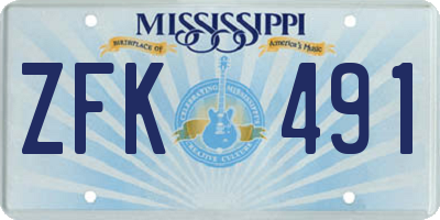 MS license plate ZFK491
