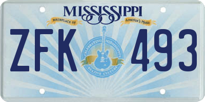 MS license plate ZFK493
