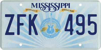 MS license plate ZFK495