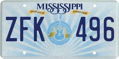 MS license plate ZFK496