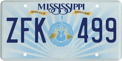 MS license plate ZFK499