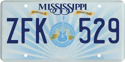 MS license plate ZFK529