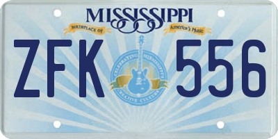 MS license plate ZFK556