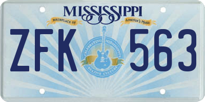 MS license plate ZFK563