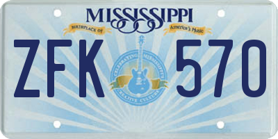 MS license plate ZFK570