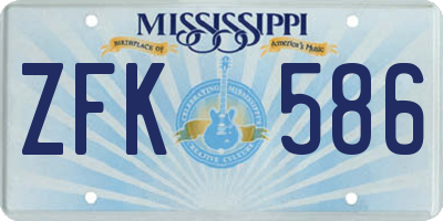 MS license plate ZFK586