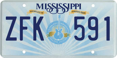 MS license plate ZFK591