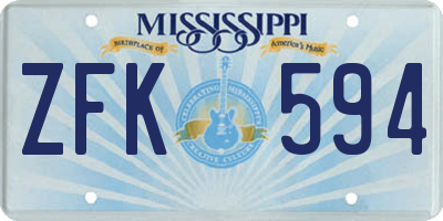 MS license plate ZFK594