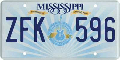 MS license plate ZFK596