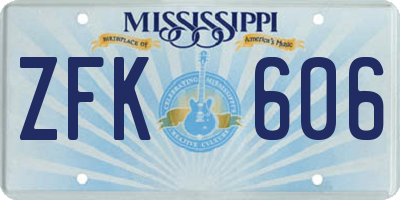 MS license plate ZFK606