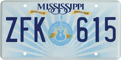 MS license plate ZFK615