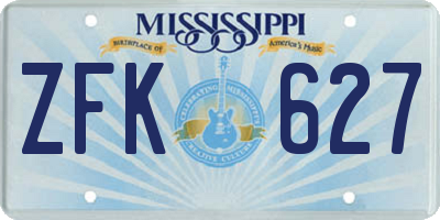 MS license plate ZFK627