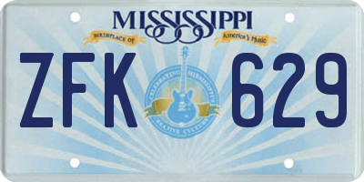 MS license plate ZFK629