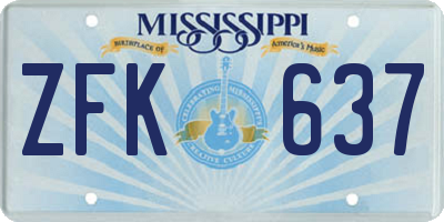 MS license plate ZFK637