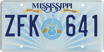 MS license plate ZFK641