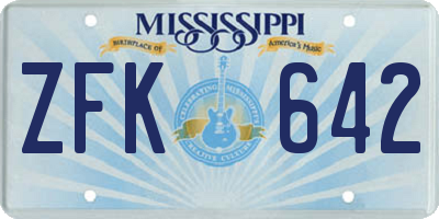 MS license plate ZFK642