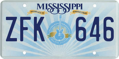 MS license plate ZFK646
