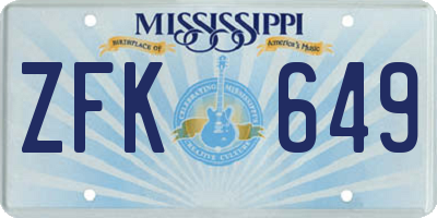 MS license plate ZFK649
