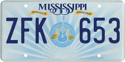 MS license plate ZFK653