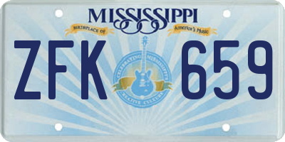 MS license plate ZFK659
