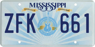 MS license plate ZFK661