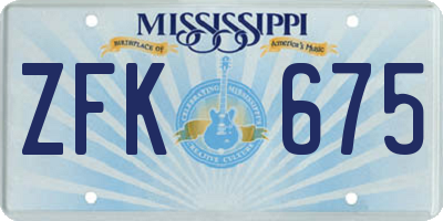 MS license plate ZFK675