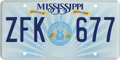 MS license plate ZFK677