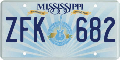 MS license plate ZFK682