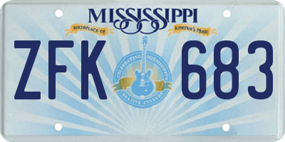 MS license plate ZFK683