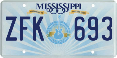 MS license plate ZFK693