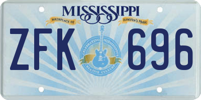 MS license plate ZFK696