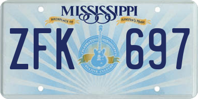 MS license plate ZFK697