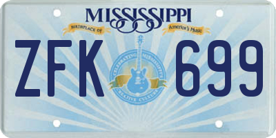 MS license plate ZFK699