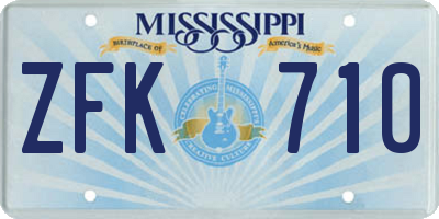 MS license plate ZFK710