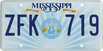 MS license plate ZFK719
