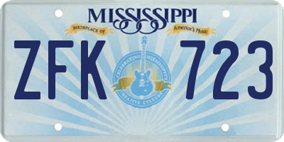 MS license plate ZFK723