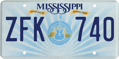 MS license plate ZFK740