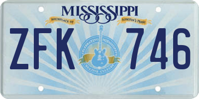 MS license plate ZFK746