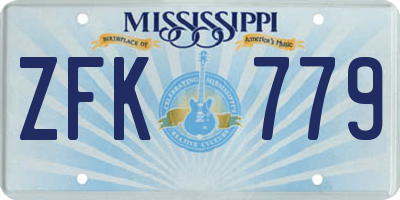 MS license plate ZFK779